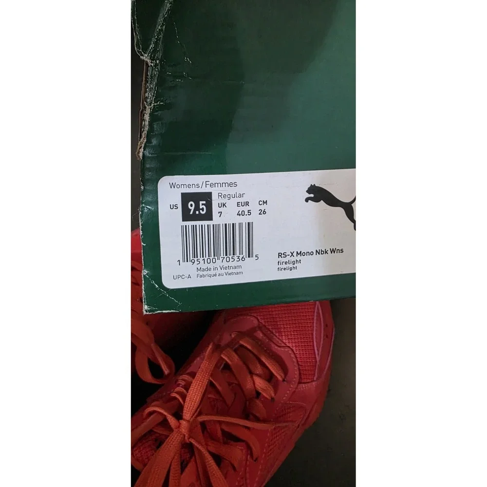 Puma RS-X AO High Risk Low Woman 9.5 Shoes‎ Triple All Red/Gum Bottom EUC W/BOX
